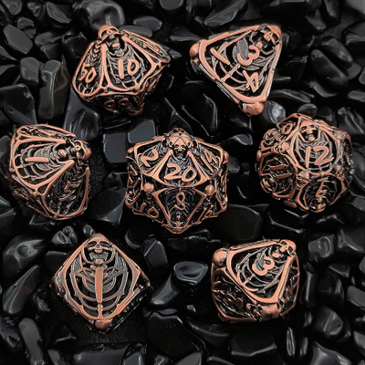 Skull Metal Hollow Dice Set DND Dungeons And Dragons Polyhedraal RPG Hollow Digital