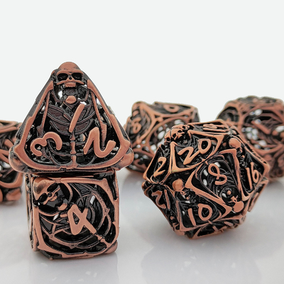 Skull Metal Hollow Dice Set DND Dungeons And Dragons Polyhedraal RPG Hollow Digital