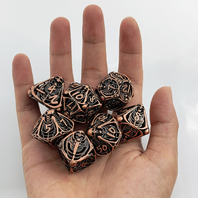 Skull Metal Hollow Dice Set DND Dungeons And Dragons Polyhedraal RPG Hollow Digital