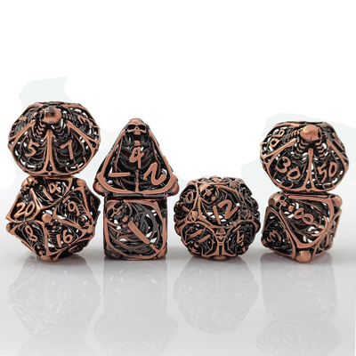 Skull Metal Hollow Dice Set DND Dungeons And Dragons Polyhedraal RPG Hollow Digital