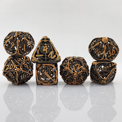 Skull Metal Hollow Dice Set DND Dungeons And Dragons Polyhedraal RPG Hollow Digital