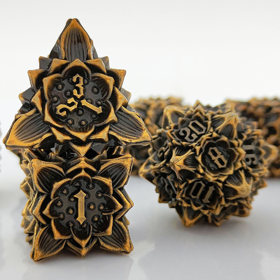 Lotus Metal Dice Set DND Dungeons And Dragons TRPG Polyhedraal COC D6 Board Game
