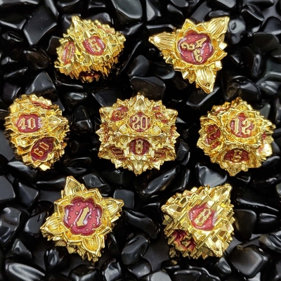 Lotus Metal Dice Set DND Dungeons And Dragons TRPG Polyhedraal COC D6 Board Game