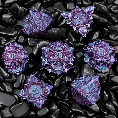 Lotus Metal Dice Set DND Dungeons And Dragons TRPG Polyhedraal COC D6 Board Game