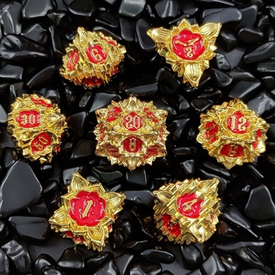 Lotus Metal Dice Set DND Dungeons And Dragons TRPG Polyhedraal COC D6 Board Game