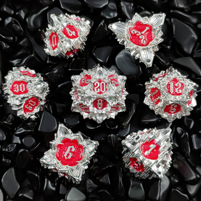 Lotus Metal Dice Set DND Dungeons And Dragons TRPG Polyhedraal COC D6 Board Game