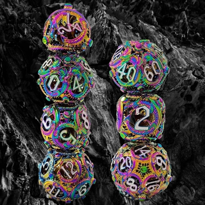 Longkong Circle Metal Dice Set DND Dungeon And Multi-Noodle RPG Schaken