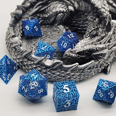 Hollow Maze Metal Dice Set DND Krusu's Call RPG Multi Faceted