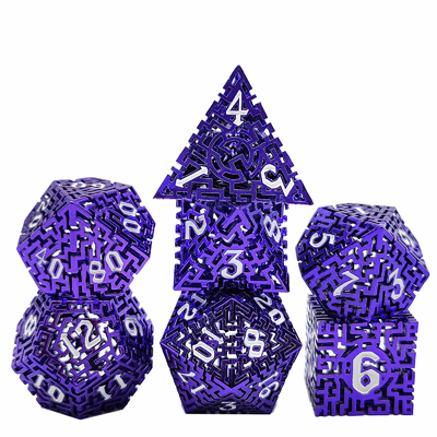 Hollow Maze Metal Dice Set DND Krusu's Call RPG Multi Faceted