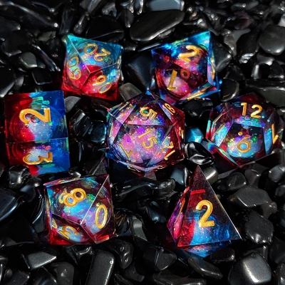 Flow Sand Multi Color Hars Dice Set DND Cruzu's Call RPG#COC