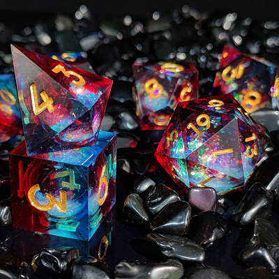 Flow Sand Multi Color Hars Dice Set DND Cruzu's Call RPG#COC