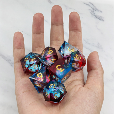 Flow Sand Multi Color Hars Dice Set DND Cruzu's Call RPG#COC