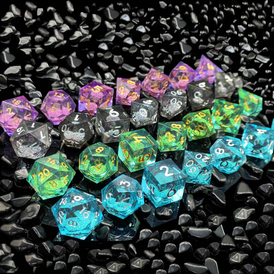 Flow Sand Multi Color Hars Dice Set DND Cruzu's Call RPG#COC