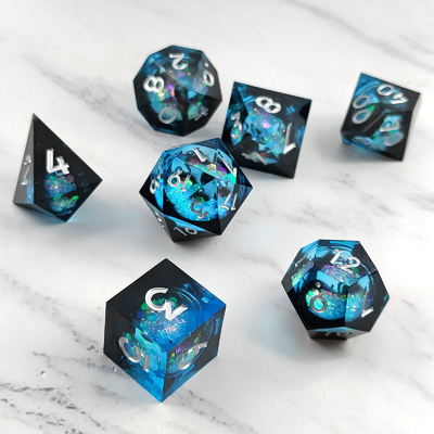 Flow Sand Multi Color Hars Dice Set DND Cruzu's Call RPG#COC