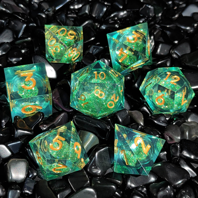 Flow Sand Multi Color Hars Dice Set DND Cruzu's Call RPG#COC