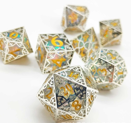 Zilveren metaal frame hars dobbelstenen set DND#RPG#COC Dungeon And Dragon