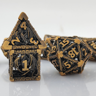 Hollow Multi Face Metal Dice Set D20 scherp gesneden vliegende draak Budemen's God