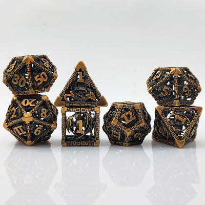 Hollow Multi Face Metal Dice Set D20 scherp gesneden vliegende draak Budemen's God