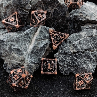 Hollow Multi Face Metal Dice Set D20 scherp gesneden vliegende draak Budemen's God