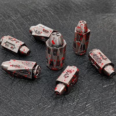 Bullet Head Multiface Metal Dice Set Desktop Game DND#RPG#COC