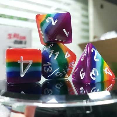 7 laag regenboog handgemaakte hars dobbelstenen Crusson And Dungeon DND#RPG