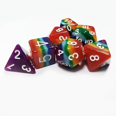 7 laag regenboog handgemaakte hars dobbelstenen Crusson And Dungeon DND#RPG