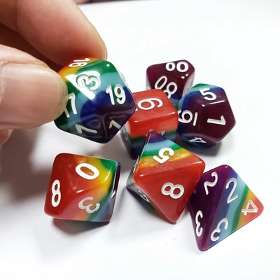 7 laag regenboog handgemaakte hars dobbelstenen Crusson And Dungeon DND#RPG