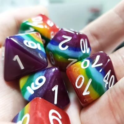 7 laag regenboog handgemaakte hars dobbelstenen Crusson And Dungeon DND#RPG