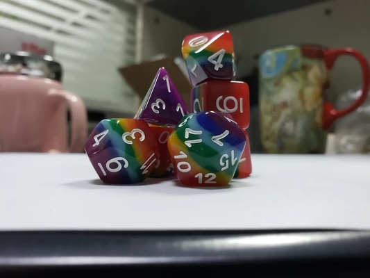 7 laag regenboog handgemaakte hars dobbelstenen Crusson And Dungeon DND#RPG