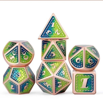 Dragon Scale Solid Metal Dice Set Multi Color DND RPG Helder Kleuren