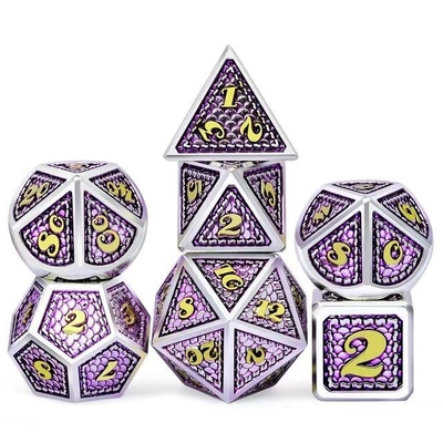 Dragon Scale Solid Metal Dice Set Multi Color DND RPG Helder Kleuren