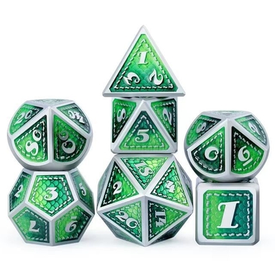 Dragon Scale Solid Metal Dice Set Multi Color DND RPG Helder Kleuren