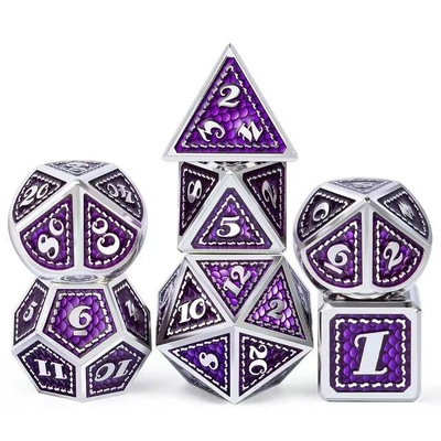 Dragon Scale Solid Metal Dice Set Multi Color DND RPG Helder Kleuren