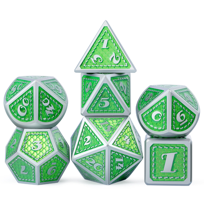 Dragon Scale Solid Metal Dice Set Multi Color DND RPG Helder Kleuren