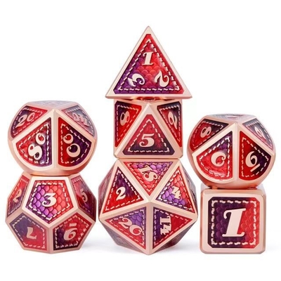 Dragon Scale Solid Metal Dice Set Multi Color DND RPG Helder Kleuren