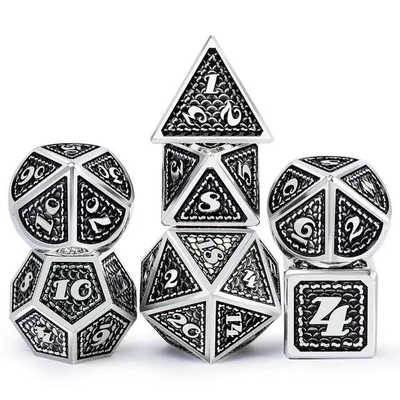 Dragon Scale Solid Metal Dice Set Multi Color DND RPG Helder Kleuren