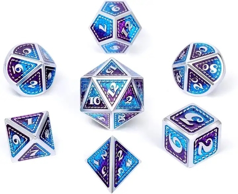Dragon Scale Solid Metal Dice Set Multi Color DND RPG Helder Kleuren