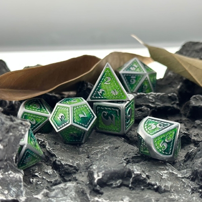 Dragon Scale Solid Metal Dice Set Multi Color DND RPG Helder Kleuren