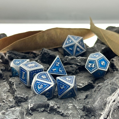 Dragon Scale Solid Metal Dice Set Multi Color DND RPG Helder Kleuren