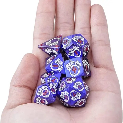 Multifasetteed massief metaal dobbelstenen set DND RPG kleurrijke vliegende draak Crucho bordspel
