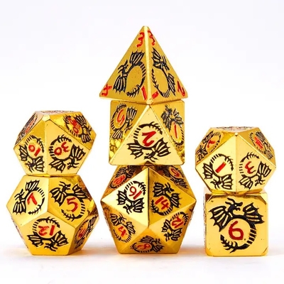 Multifasetteed massief metaal dobbelstenen set DND RPG kleurrijke vliegende draak Crucho bordspel