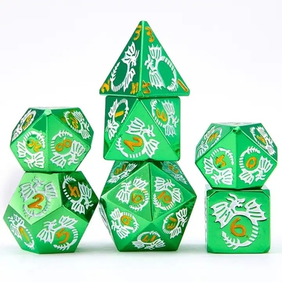 Multifasetteed massief metaal dobbelstenen set DND RPG kleurrijke vliegende draak Crucho bordspel