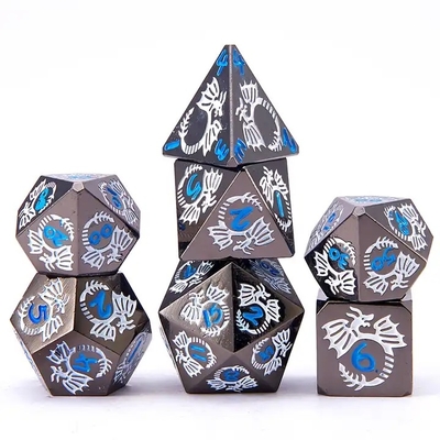 Multifasetteed massief metaal dobbelstenen set DND RPG kleurrijke vliegende draak Crucho bordspel