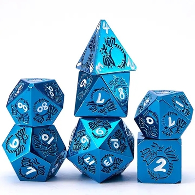 Multifasetteed massief metaal dobbelstenen set DND RPG kleurrijke vliegende draak Crucho bordspel