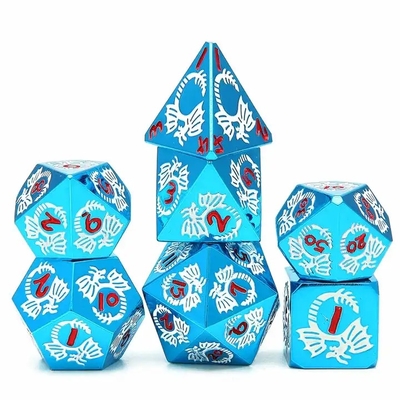 Multifasetteed massief metaal dobbelstenen set DND RPG kleurrijke vliegende draak Crucho bordspel