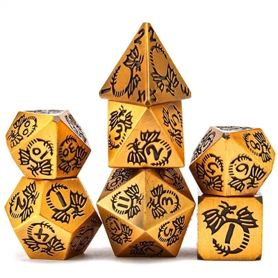 Multifasetteed massief metaal dobbelstenen set DND RPG kleurrijke vliegende draak Crucho bordspel