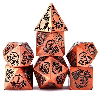 Multifasetteed massief metaal dobbelstenen set DND RPG kleurrijke vliegende draak Crucho bordspel