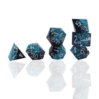 Blauw Zwart Hars Materiaal Dobbelstenen Set Draak En Dungeon Polyhedraal