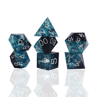 Blauw Zwart Hars Materiaal Dobbelstenen Set Draak En Dungeon Polyhedraal