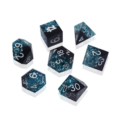 Blauw Zwart Hars Materiaal Dobbelstenen Set Draak En Dungeon Polyhedraal